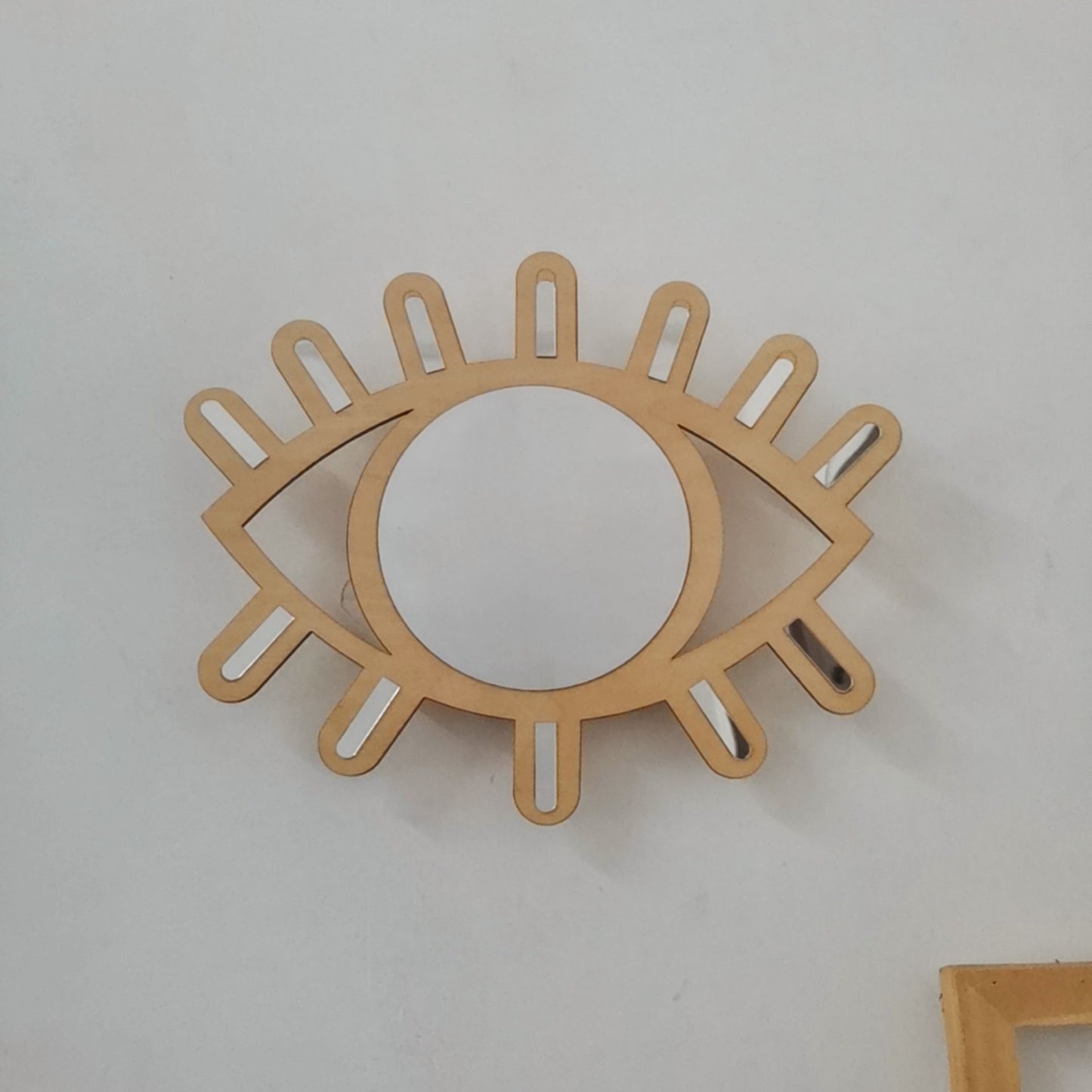 Nordic Wooden Eye-Shaped Wall Mirror for Room Decor