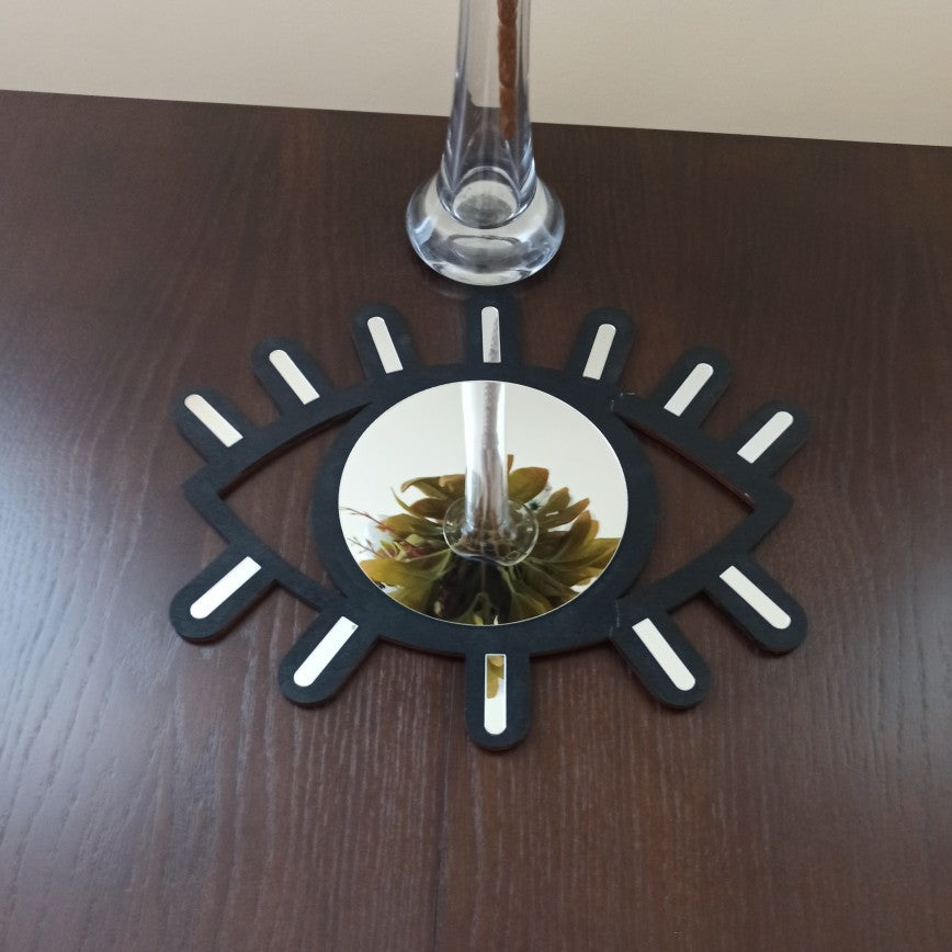 Nordic Wooden Eye-Shaped Wall Mirror for Room Decor