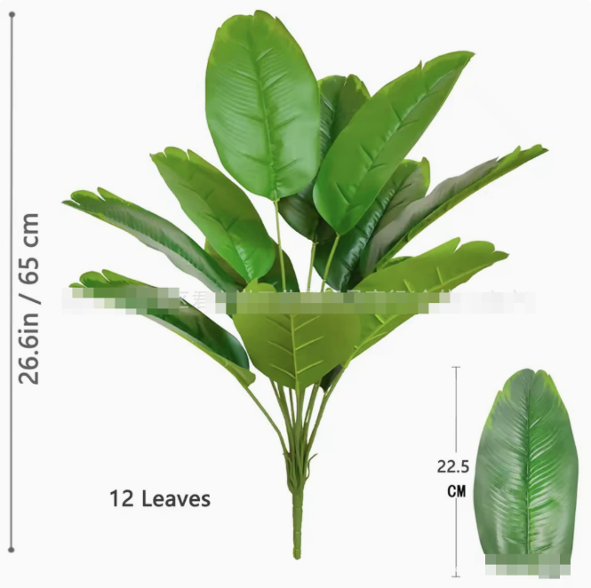 1pc Artificial Plants Large Tropical Palm Tree Fake Banana Plants Leaves Real