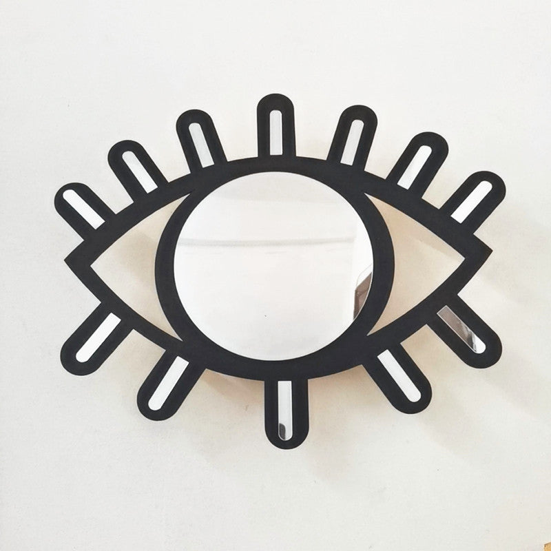 Nordic Wooden Eye-Shaped Wall Mirror for Room Decor